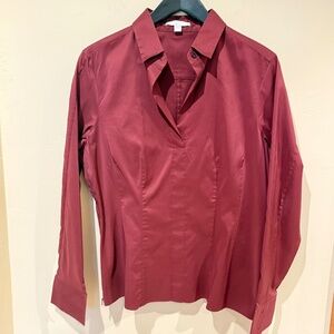 Hugo Boss Burgundy Bashina Blouse - Size 14